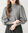 【SALE/50%OFF】La-gemme 袖パール ニットプルオーバー ラジュール トップス ニット ブラック ベージュ グレー