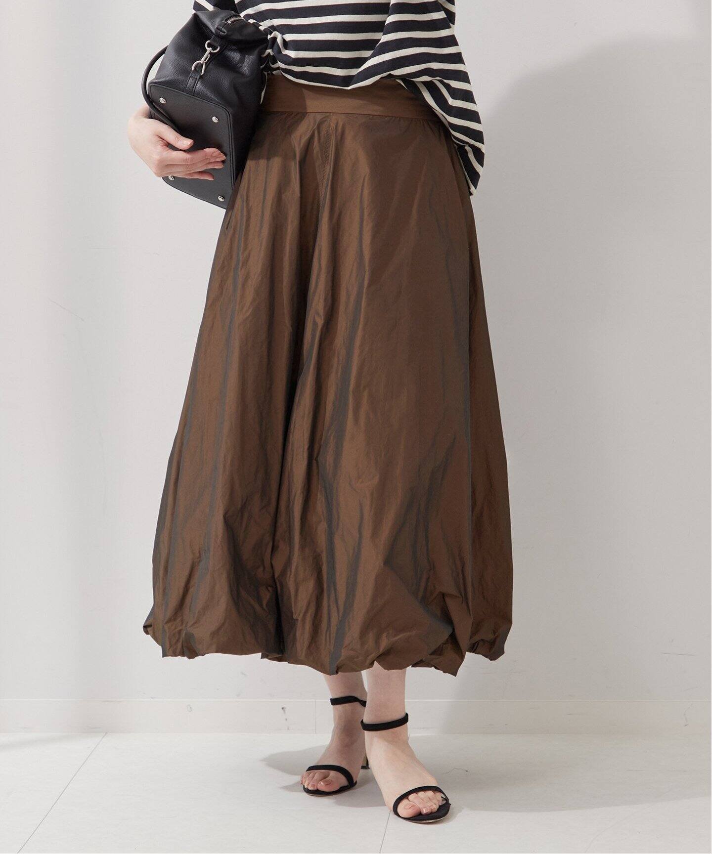 JOURNAL STANDARD L'ESSAGE メモリータフタ バルーンスカート ジャーナルスタンダード レサージュ スカート ロング・マキシスカート ブラウン ブラック【送料無料】のサムネイル