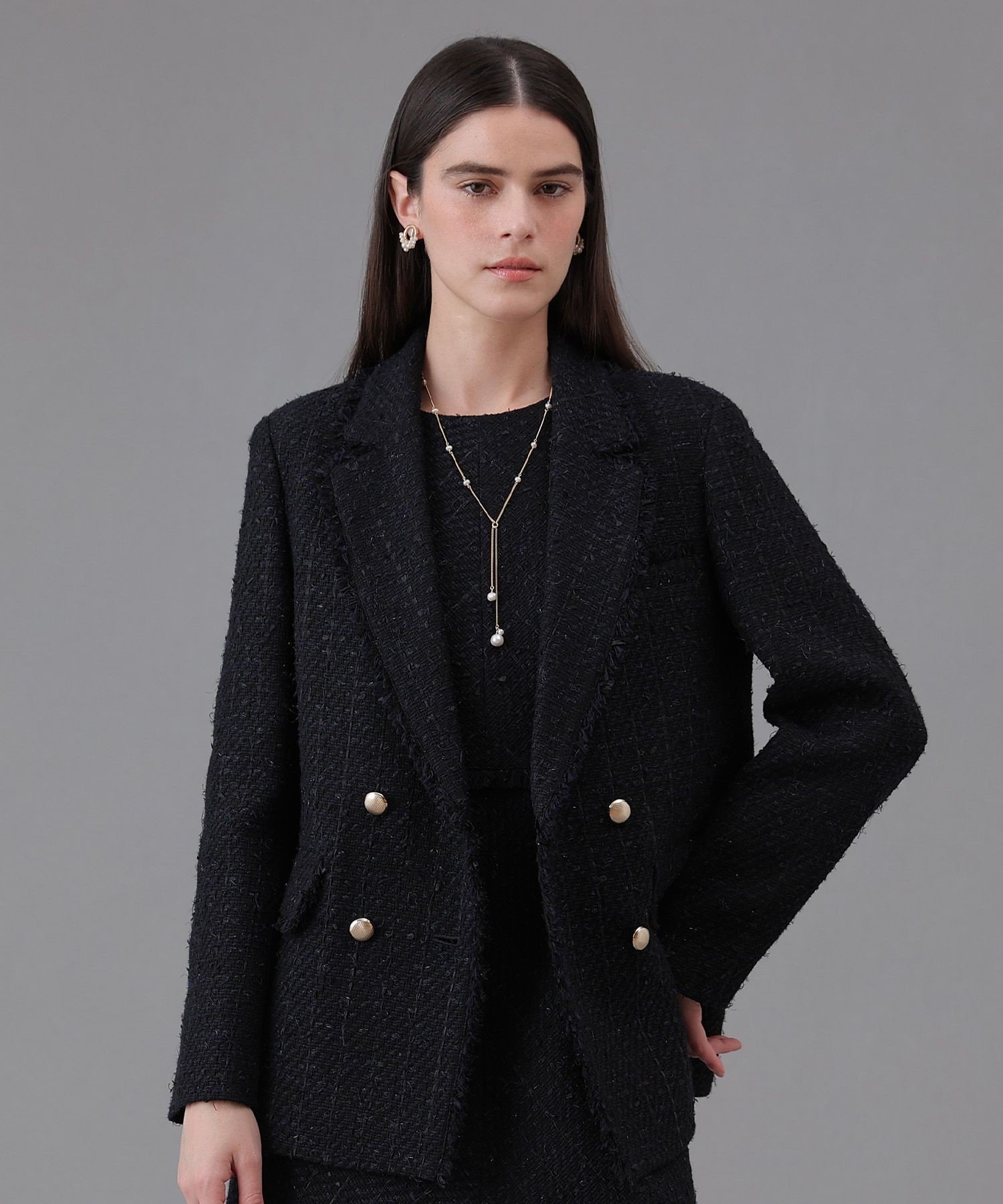 ANAYI 【Eternal Line 2026】ミックスツイードダブル ジャケット アナイ ジャケット・アウター テーラードジャケット・ブレザー ブルー ピンク ネイビー【送料無料】