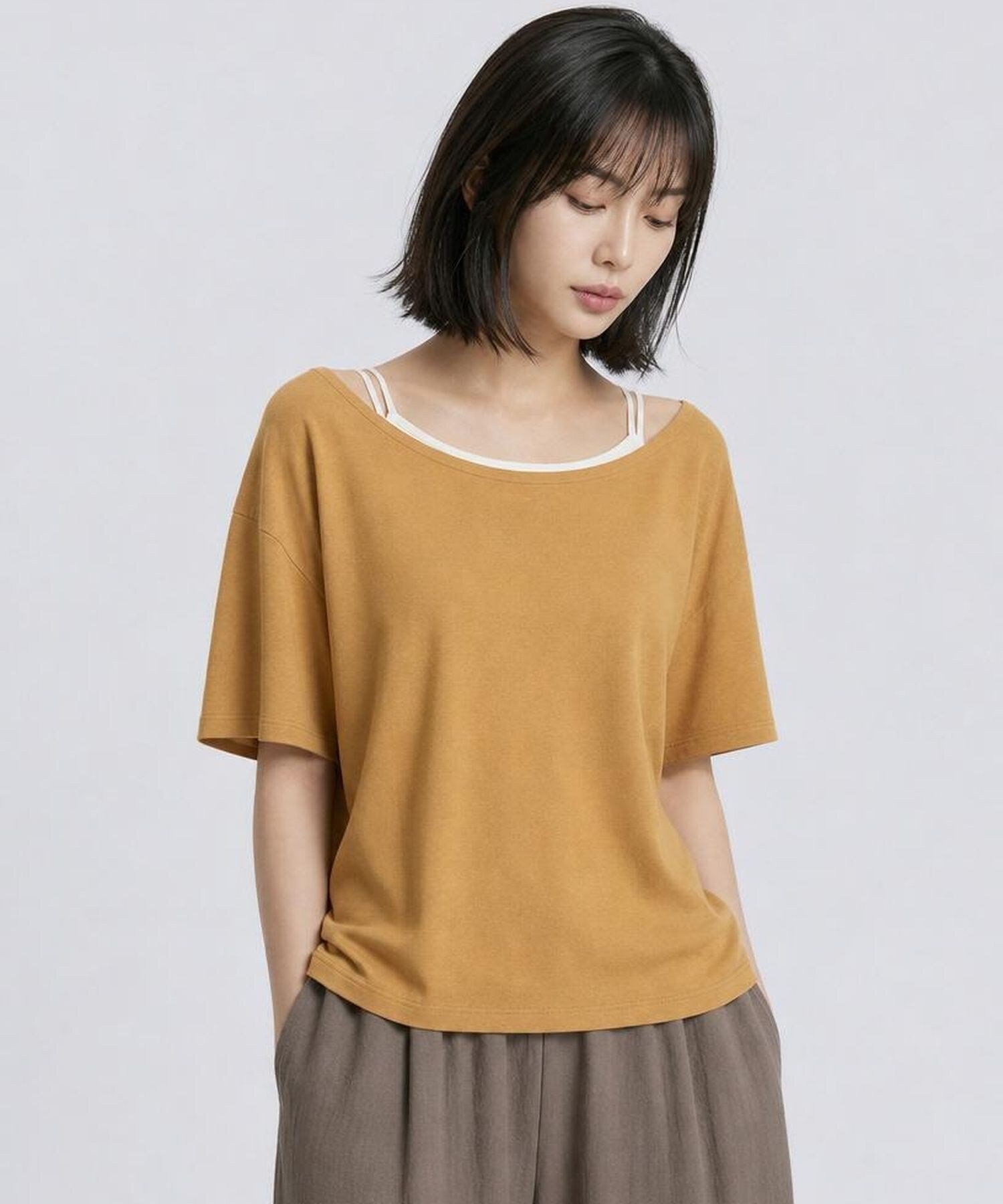 【SALE/50% OFF】LEPSIM Melange Sheer Oversized T-Shirt (Lepsim Tops, Cut & Sewn, T-Shirt) Black, White, Brown