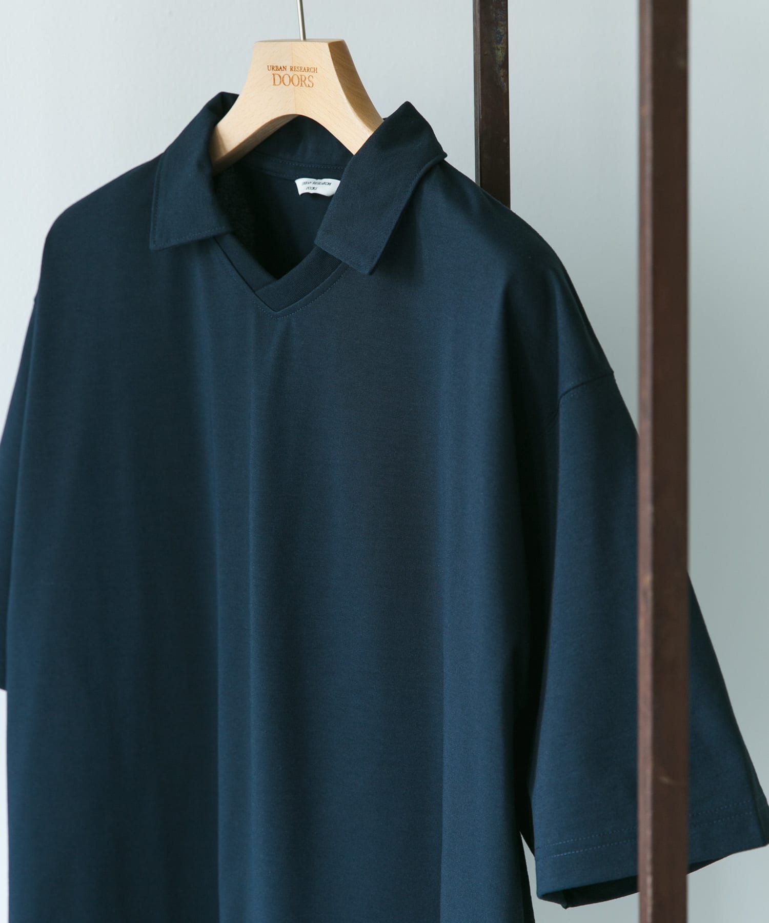 URBAN RESEARCH DOORS 『吸水速乾/防シワ/抗ピリング/UVカット/イージーケア』DRYMIX Vネック ポロカラー ショートスリーブ Tシャツ アーバンリサーチドアーズ トップス カットソー・Tシャツ ネイビー ブラウン【送料無料】