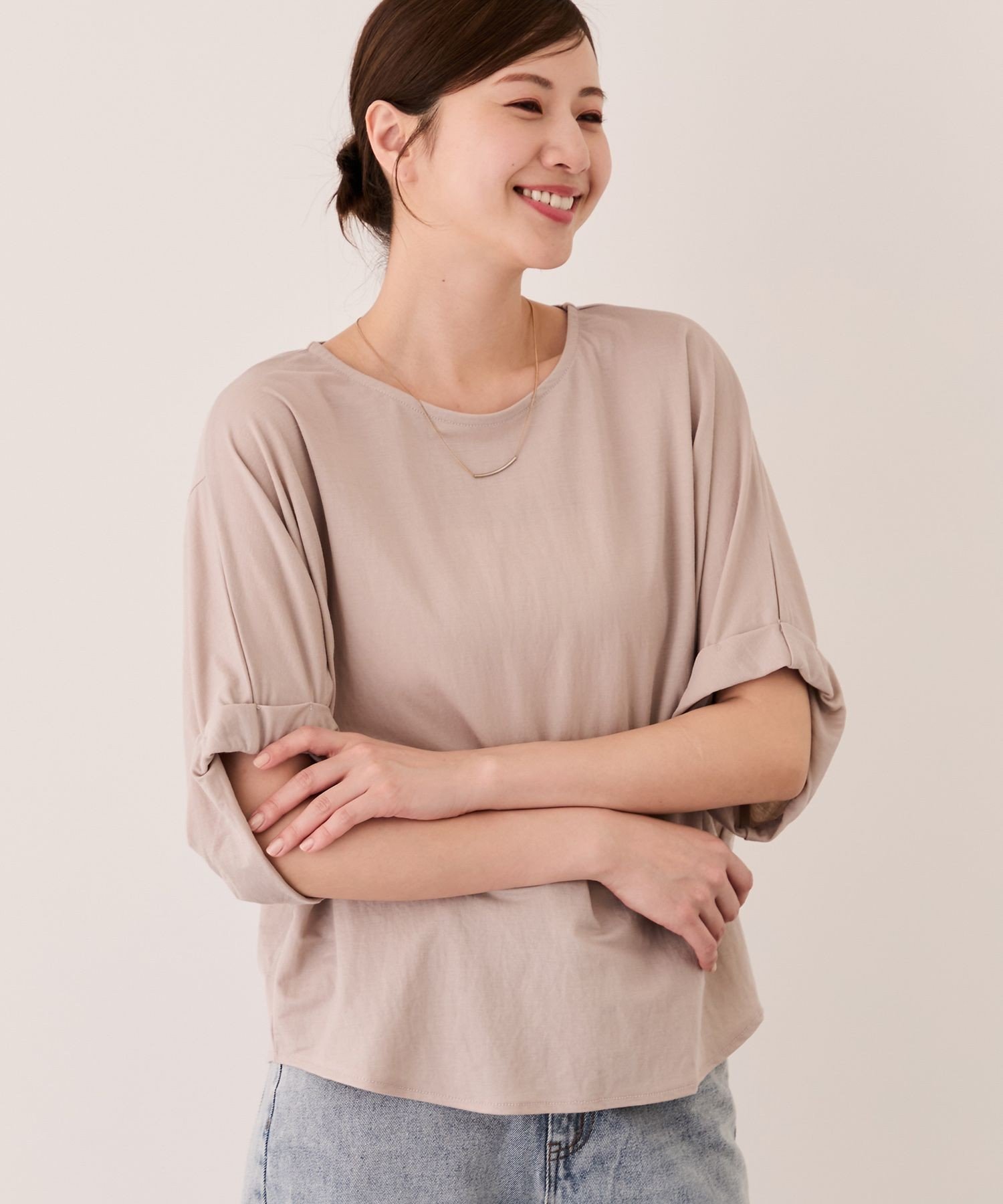 JAYRO バックタックドルマンプルオーバー ジャイロ トップス カットソー・Tシャツ ベージュ ホワイト ブラック