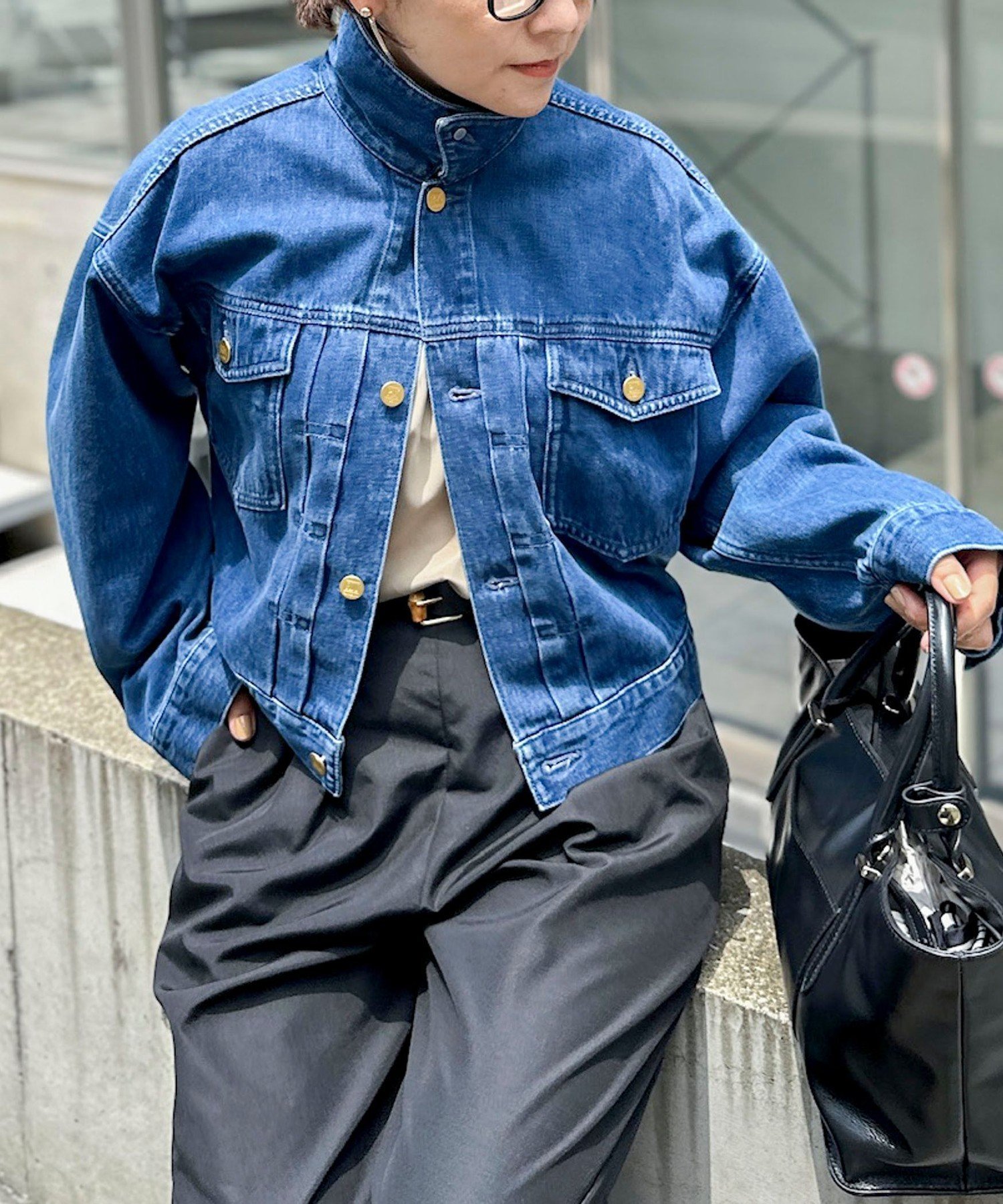 Rie Miller 【RM denim】バックひねりデザインショート丈Gジャン ノーリーズ ジャケット・アウター デニムジャケット ブルー