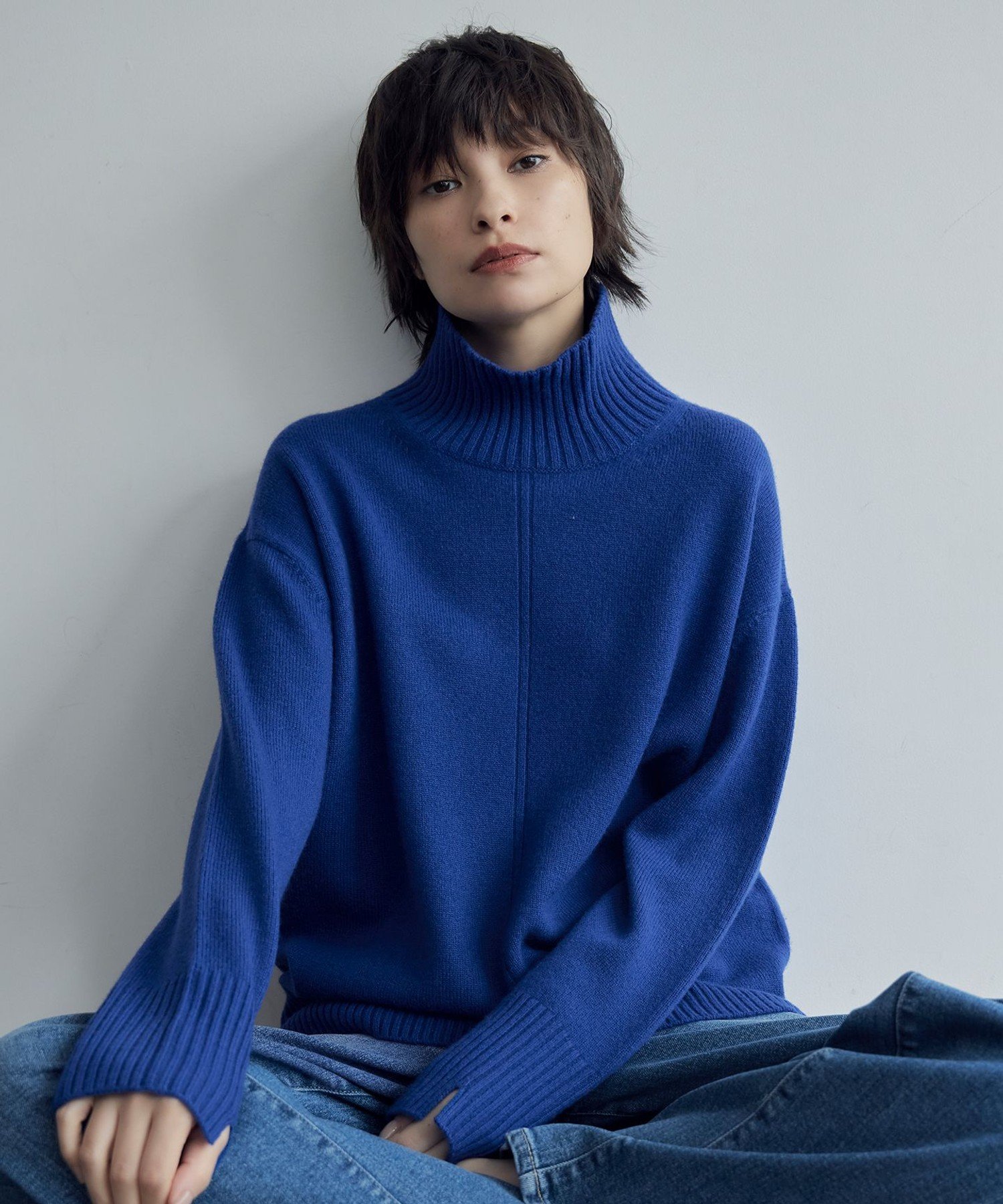 ICB 【洗える】ソフトカシミヤミックス ハイネックニット アイシービー トップス ニット ブラック