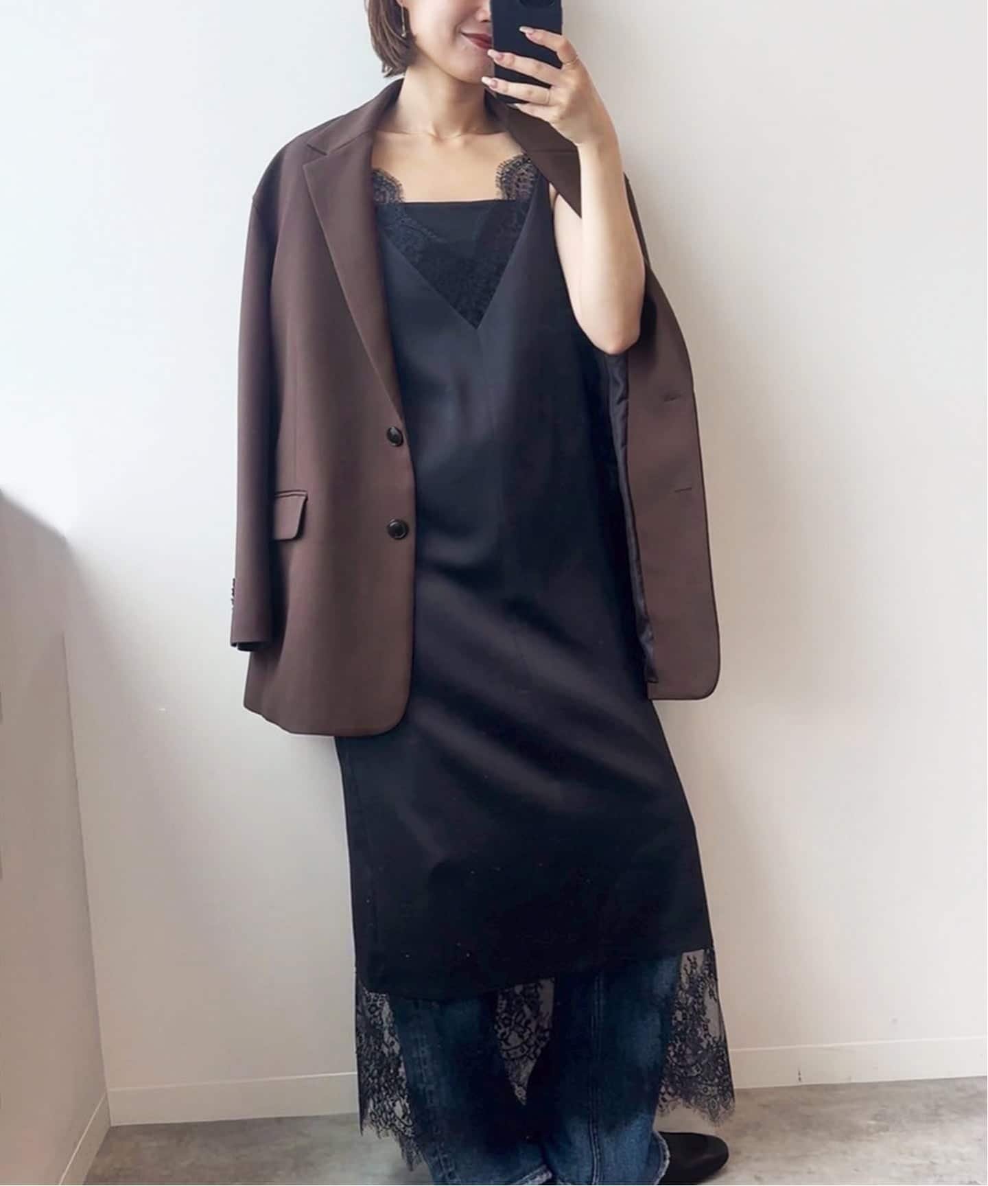 SLOBE IENA 《WEB限定/追加予約》レースサテンワンピース スローブ イエナ ワンピース・ドレス ワンピース ブラック【送料無料】のサムネイル