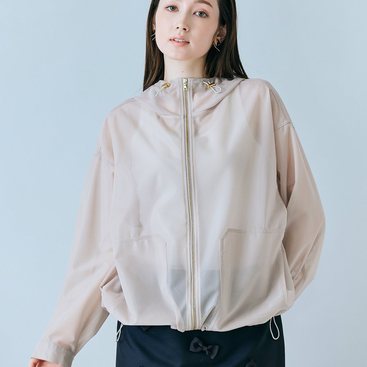 Audie a Muses シアーメッシュジップアップブルゾン ローズティアラ ジャケット・アウター ブルゾン・ジャンパー ベージュ ブラック【送料無料】
