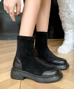 【SALE/35%OFF】miniministore ショートブーツ スエード調 ミドルブーツ ミニミニストア シューズ・靴 ブーツ ブラック ベージュ