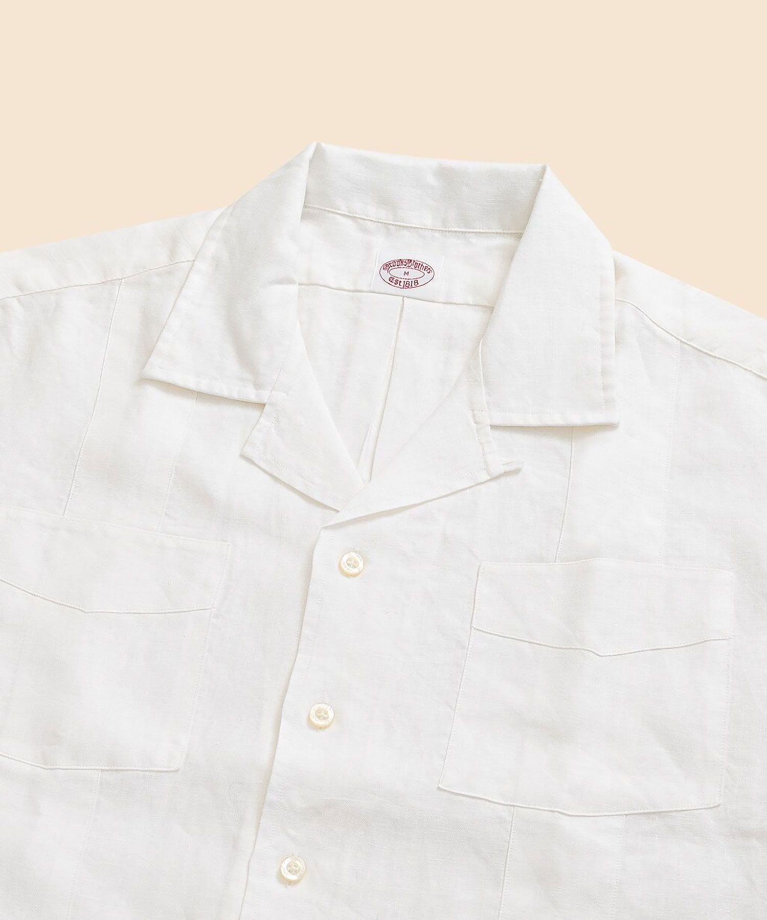 【SALE／35%OFF】BROOKS BROTHERS リネン キューバシャツ ブルックス ブラザーズ トップス シャツ・ブラウス ブルー ホワイト【送料無料】