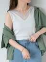 【SALE/50%OFF】ehka sopo 前後2WAYレース付きタンクトップ エヘカソポ トップス ノースリーブ・タンクトップ ブルー ベージュ ホワイト ...