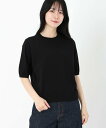 【SALE/50%OFF】STRAWBERRY-FIELDS メタルプレート付5分丈ニット ストロベリーフィールズ トップス ニット ブルー ブラック【送料無料】