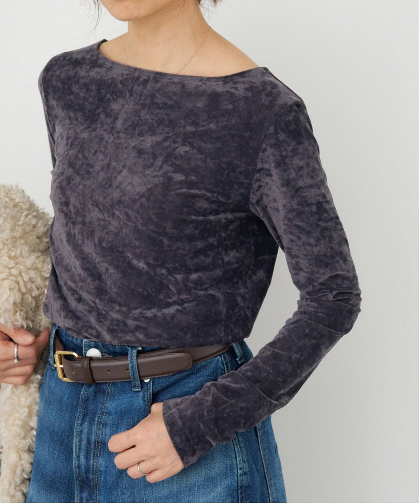 IENA クラッシュベロアプルオーバー イエナ トップス カットソー・Tシャツ ブルー ベージュ グレー【送料無料】のサムネイル