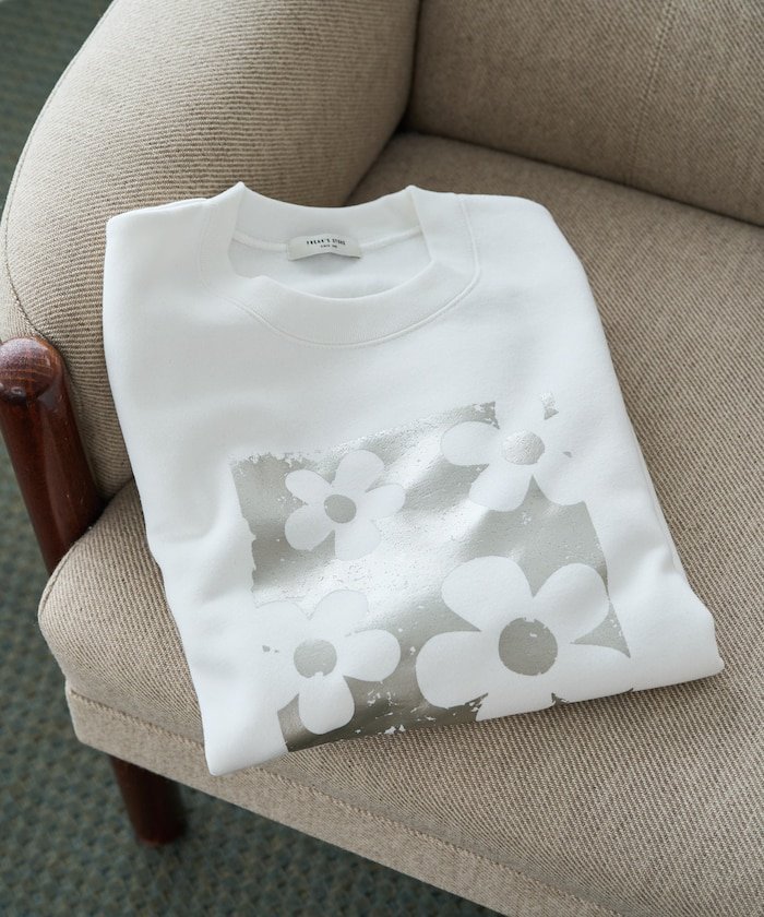 FREAK'S STORE フラワー 箔 プリント スウェット プルオーバー【限定展開】 25AW フリークスストア ト..