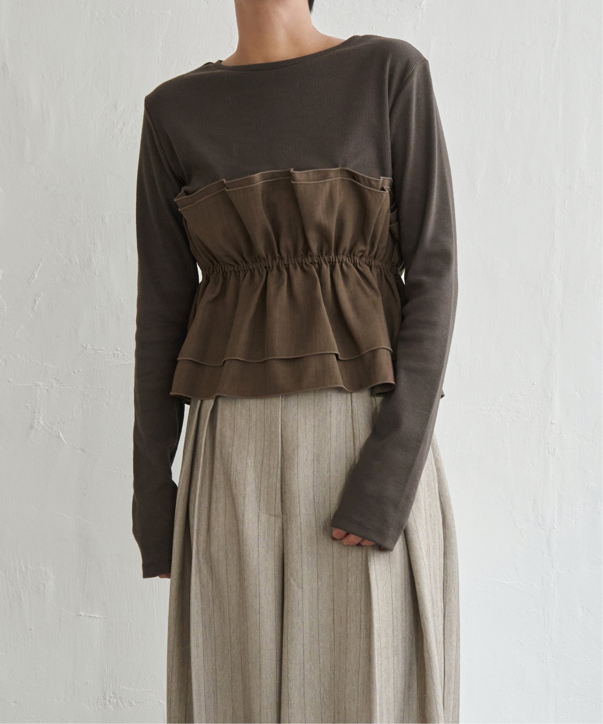 notch. ビスチェ風レイヤードロンT ノッチ トップス カットソー・Tシャツ ブラック ホワイト【送料無料】