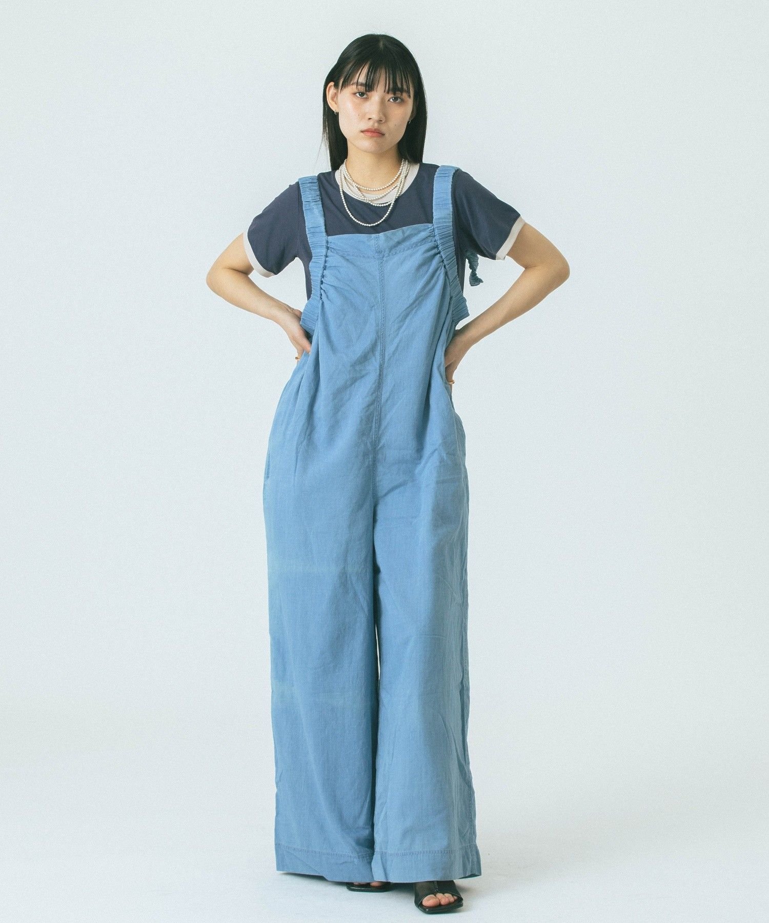 ROSE BUD SHOULDER GATHERED COMBINAISON ローズバッド ワンピース・ドレス その他のワンピース・ドレス ネイビー ブルー