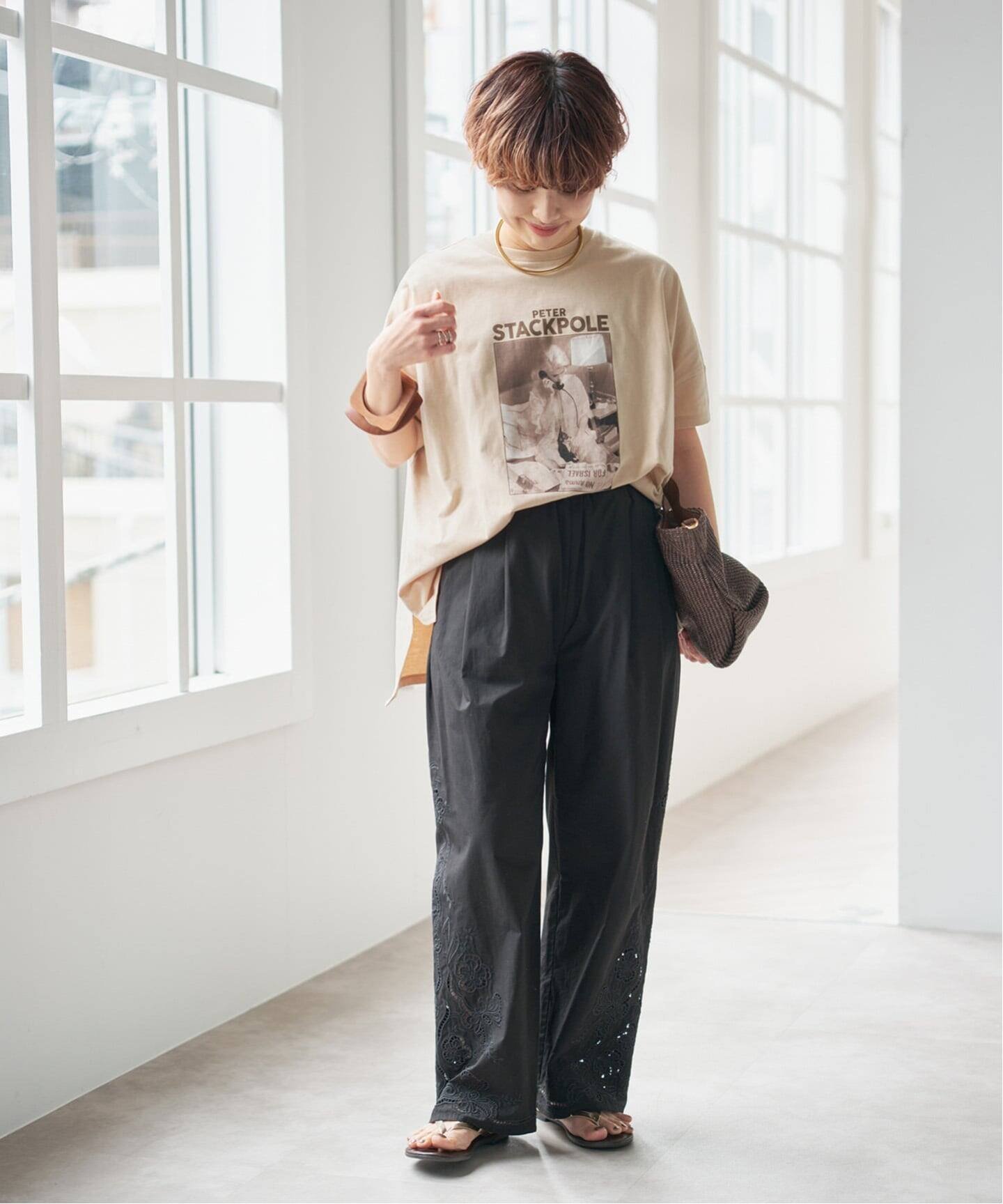 Spick & Span カットワークエンブロイダリーパンツ スピックアンドスパン パンツ その他のパンツ ブラック ホワイト