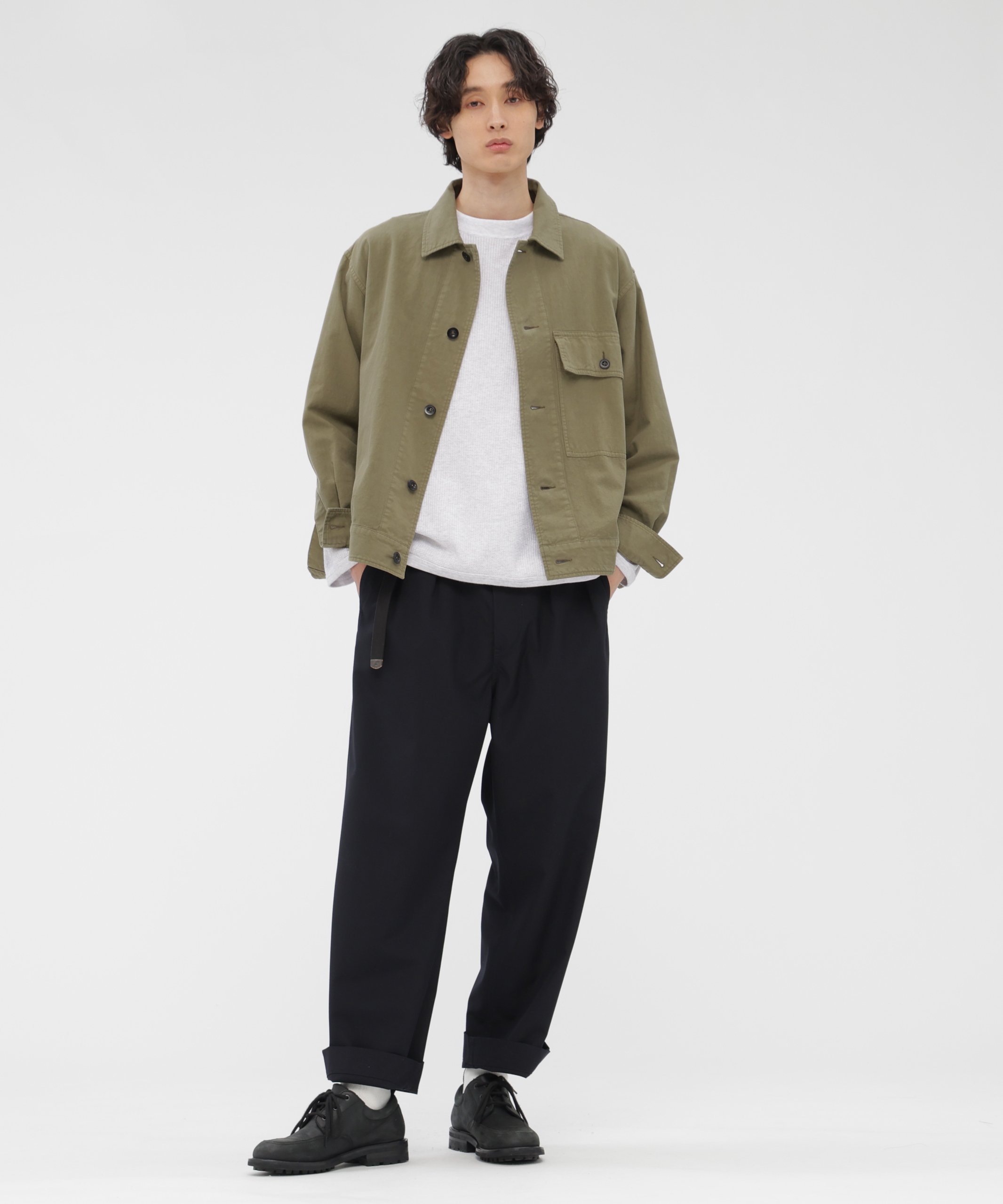 MHL. BELGIAN LINEN COTTON PLAINWEAVE BLOUSON マーガレット・ハウエル ジャケット・アウター ブルゾン・ジャンパー カーキグリーン ホワイト【送料無料】