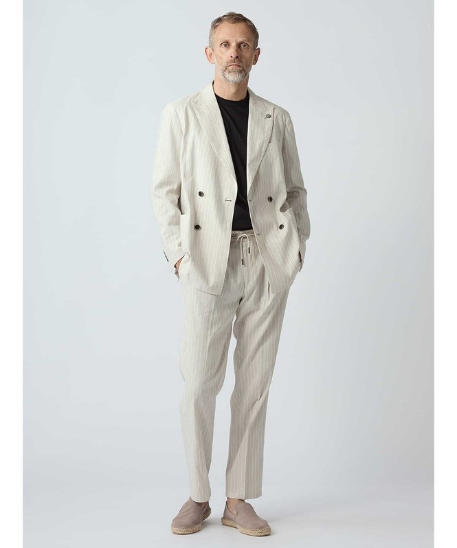 Aquascutum MEN TEC.3 Pencil Stripe Double-Breasted Jacket アクアスキュータム ジャケット・アウター テーラードジャケット・ブレザー ベージュ【送料無料】