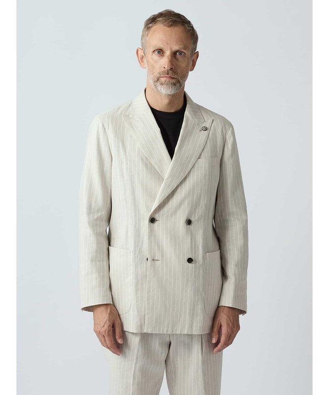 Aquascutum MEN TEC.3 Pencil Stripe Double-Breasted Jacket アクアスキュータム ジャケット・アウター テーラードジャケット・ブレザー ベージュ【送料無料】
