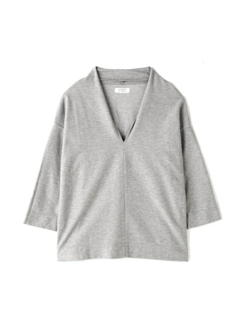 【SALE／60%OFF】human woman 40/2フロートインレー ヒューマン ウーマン トップス その他のトップス ネイビー グレー【送料無料】のサムネイル