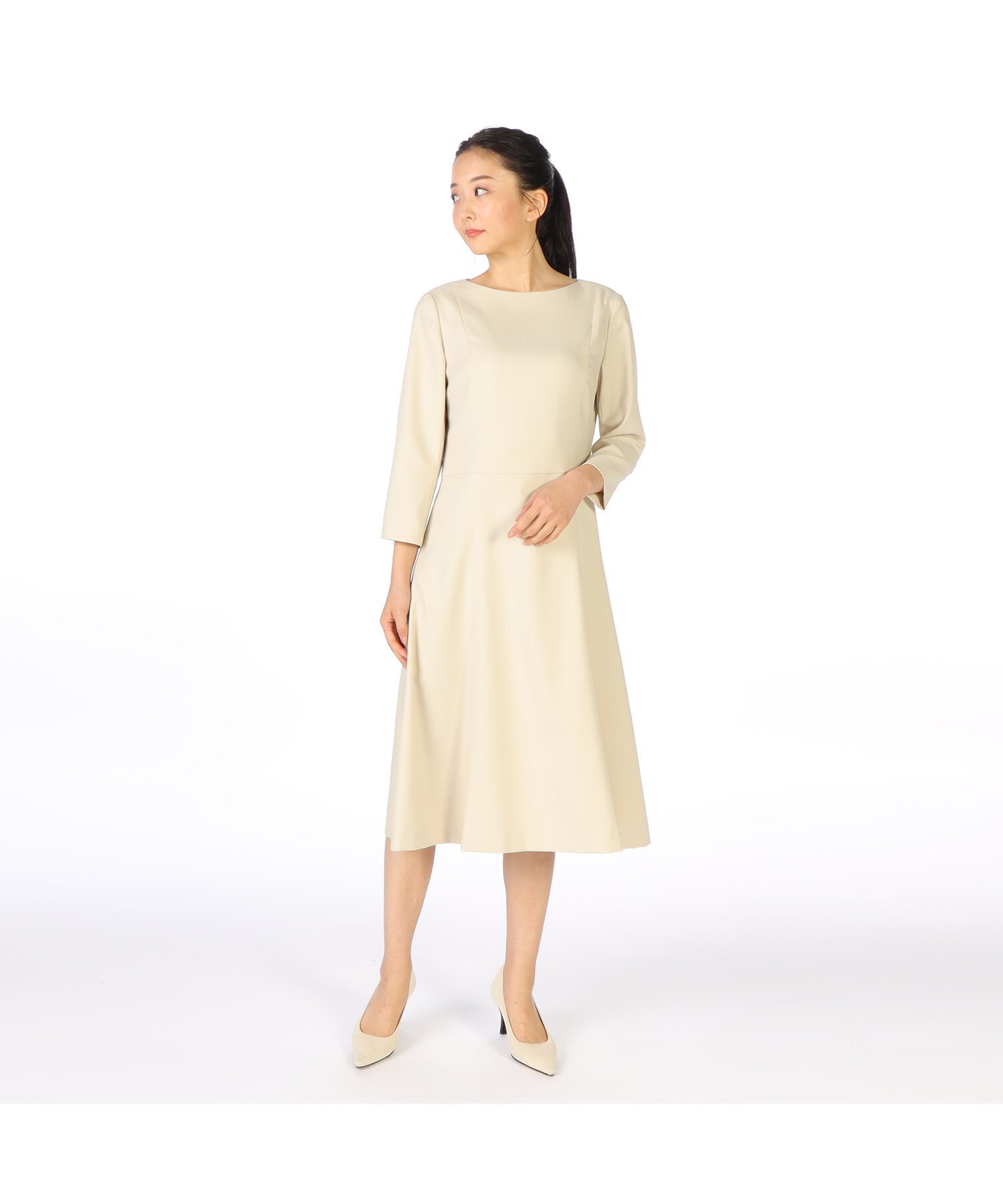 【SALE／85%OFF】KEITH オックスストレッチワンピース キース ワンピース・ドレス ドレス ネイビー ブルー ベージュ【送料無料】