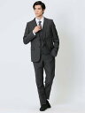【SALE/40%OFF】TAKA-Q 超光沢ストレッチ スリムフィット 2ボタン3ピーススーツ ヘリンボングレー タカキュー スーツ・フォーマル セットアップ...