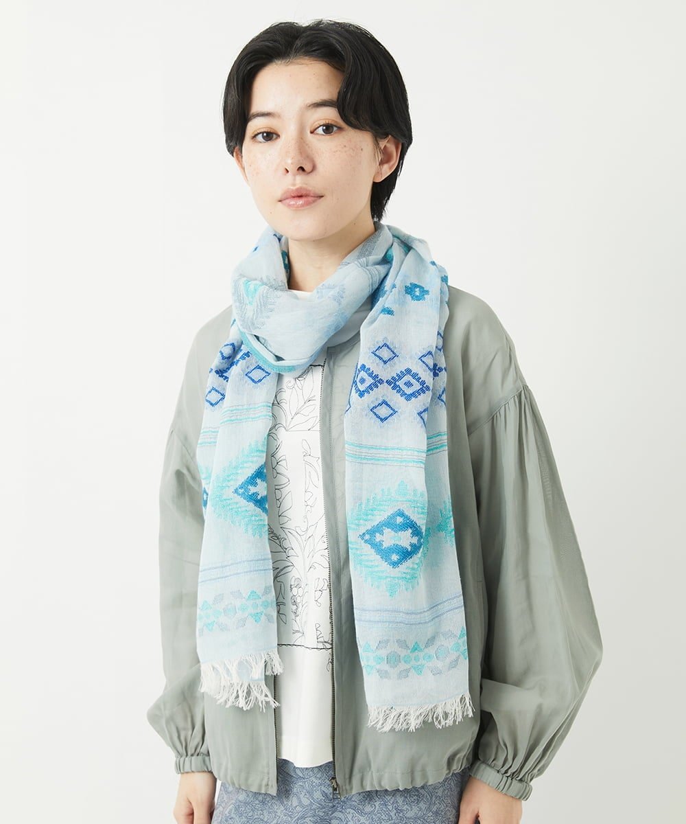 【SALE／50%OFF】GIANNI LO GIUDICE（小さいサイズ） ダイヤジャガードストール メゾンドゥサンク ファッション雑貨 マフラー・ストール・ネックウォーマー ホワイト【送料無料】