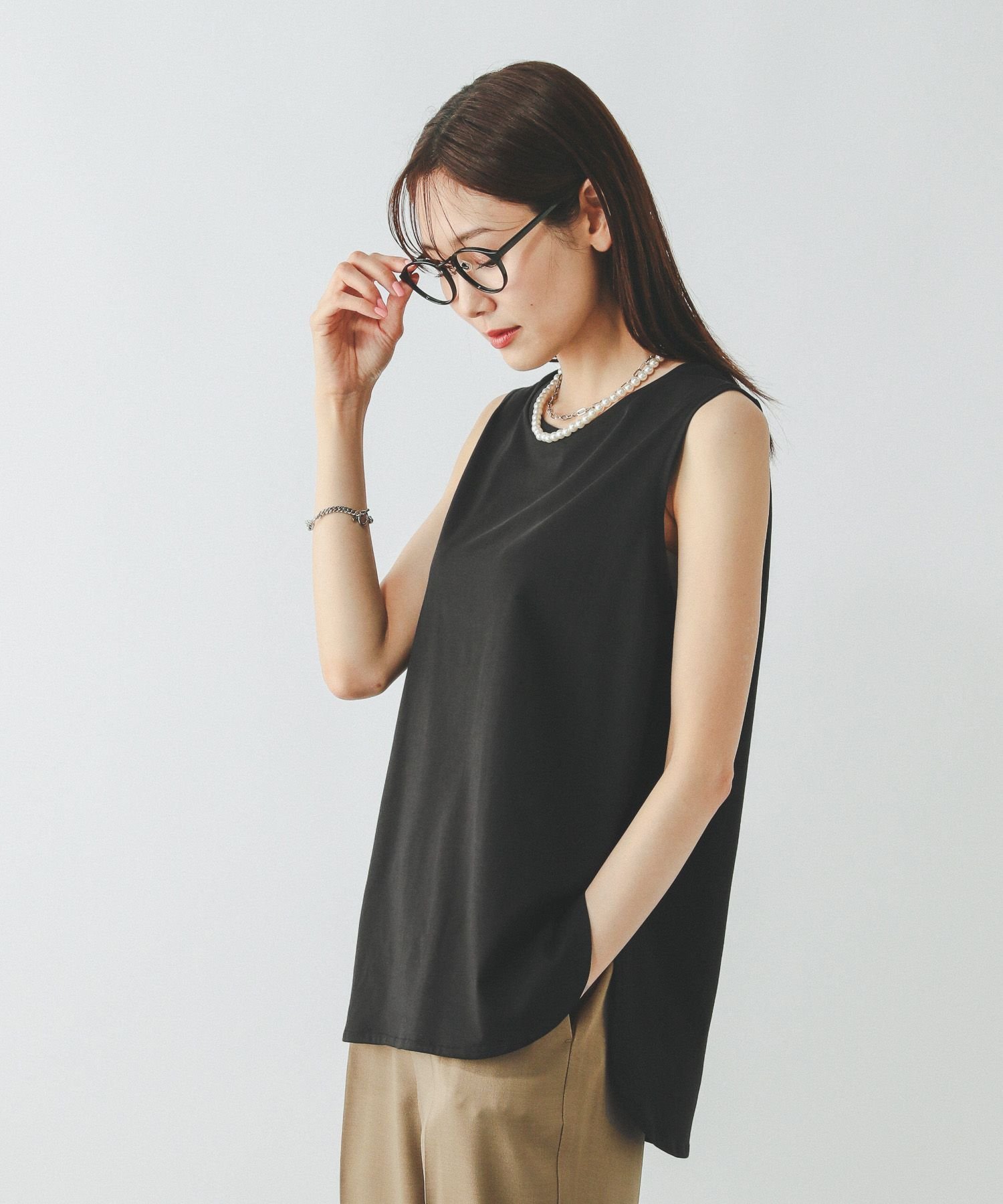 【SALE／30%OFF】GLOBAL WORK 快適裾ラウンドプルオーバーノースリーブ/577922 グ...