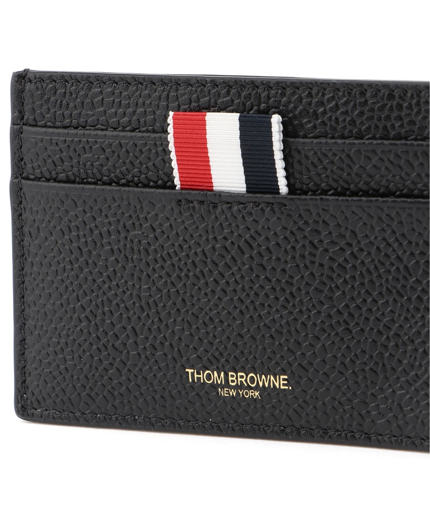 THOM BROWNE SINGLE CARD HOLDER W/ HORSE APPLIQUE IN PEBBLE GRAIN LEATHER トムブラウン 財布・ポーチ・ケース 名刺入れ・カードケース ブラック【送料無料】