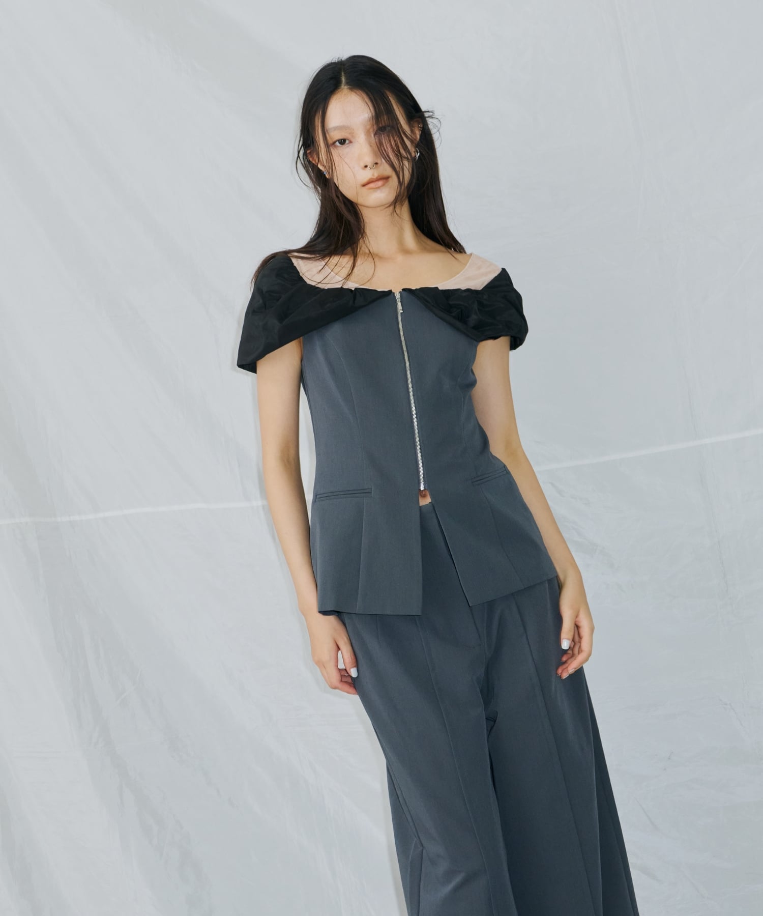 ANDRESD 【2点セット】結婚式・二次会 パンツドレス オケージョン セットアップ アンドレスド ワンピース・ドレス ドレス ブラック グレー ベージュ【送料無料】