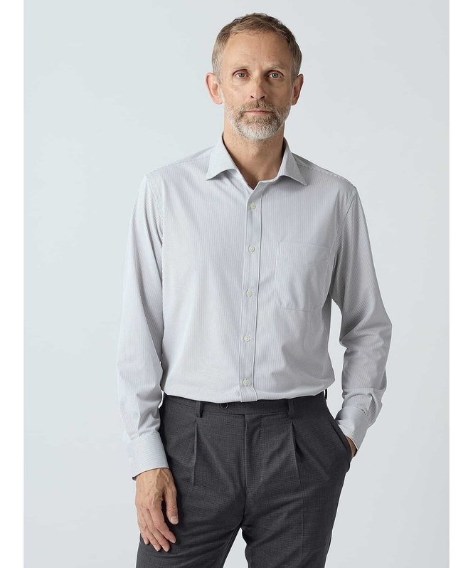 Aquascutum MEN TEC.3 Candy Stripe Shirt アクアスキュータム トップス シャツ・ブラウス ブルー グレー【送料無料】