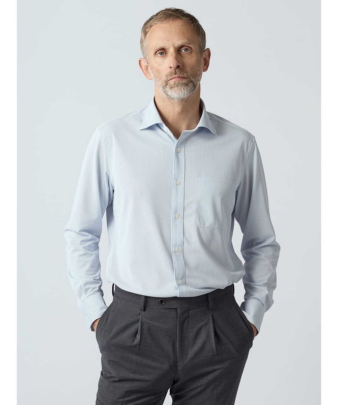 Aquascutum MEN TEC.3 Candy Stripe Shirt アクアスキュータム トップス シャツ・ブラウス ブルー グレー【送料無料】