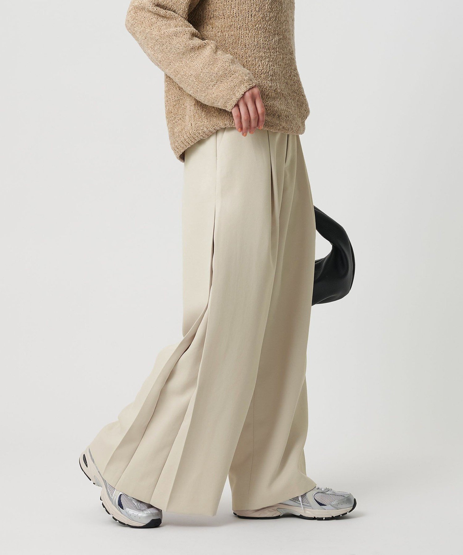 ポリエステル プリーツワイドパンツ ユナイテッドアローズ アウトレット パンツ その他のパンツ ホワイト ブラック グレー