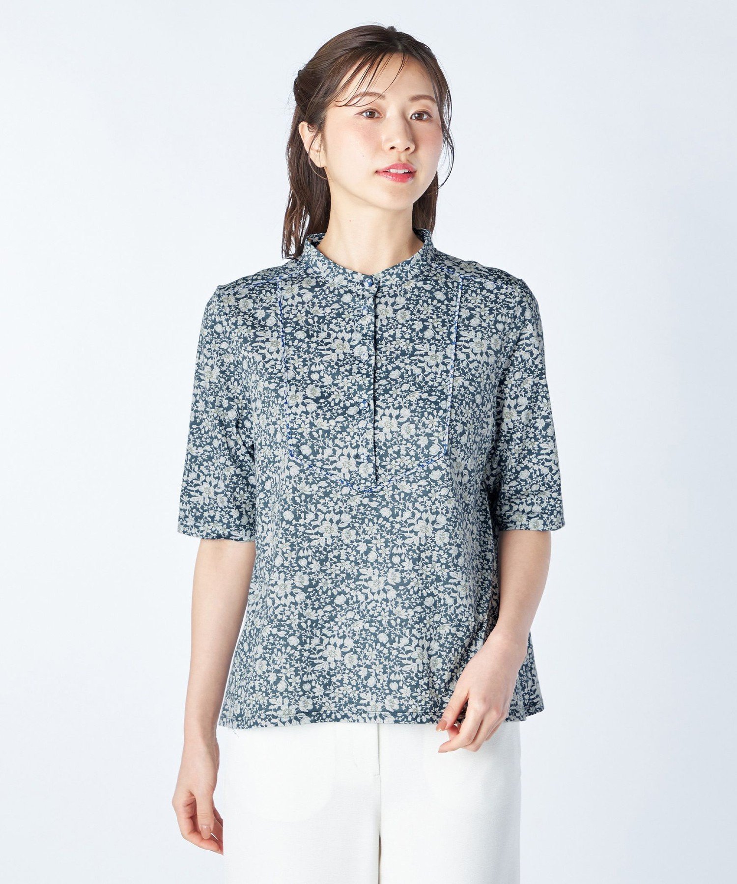 KEITH 【Lサイズ】Liberty Print Lizzyカットソー キース トップス カットソー・Tシャツ レッド ブルー