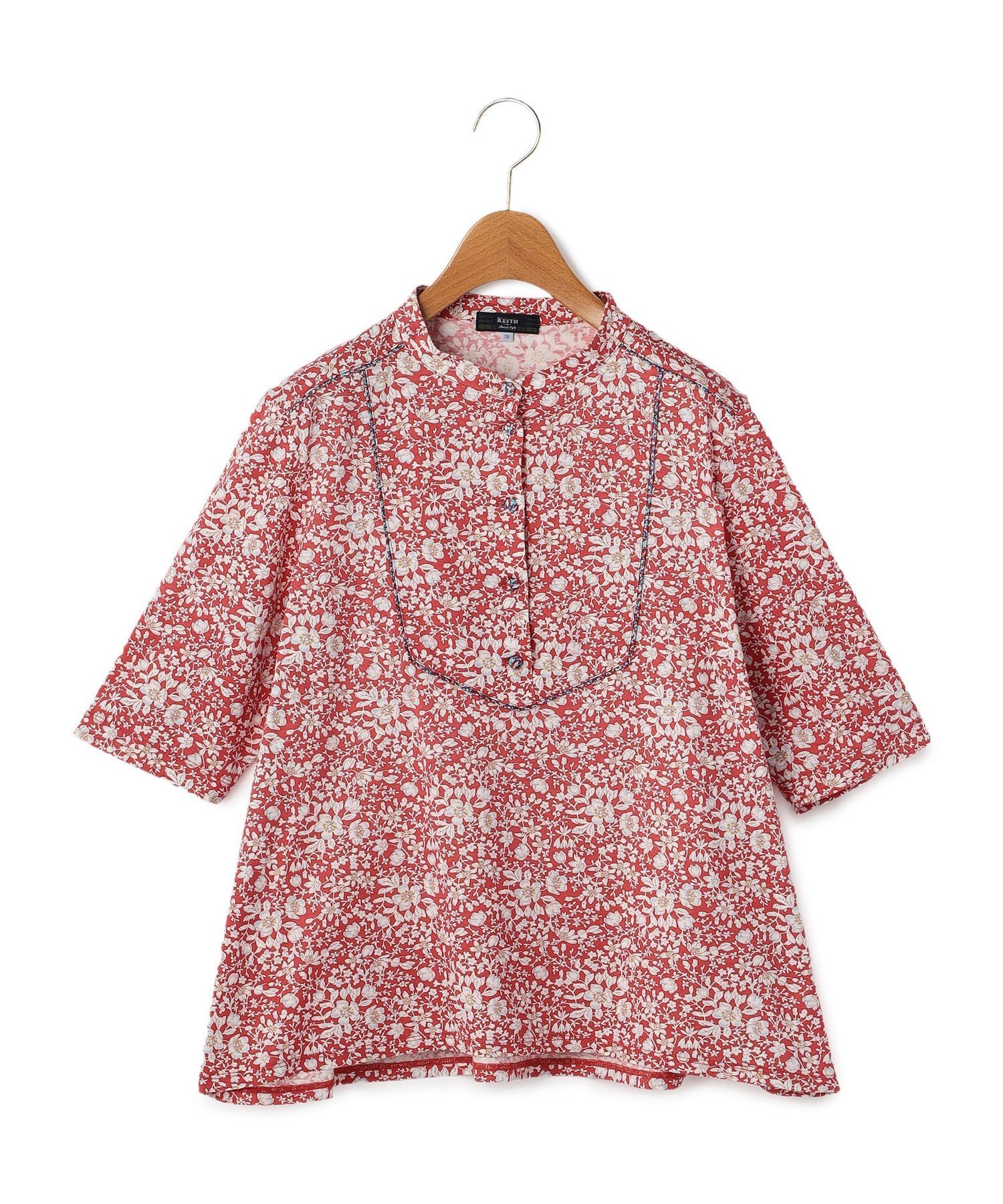 KEITH 【Lサイズ】Liberty Print Lizzyカットソー キース トップス カットソー・Tシャツ レッド ブルー
