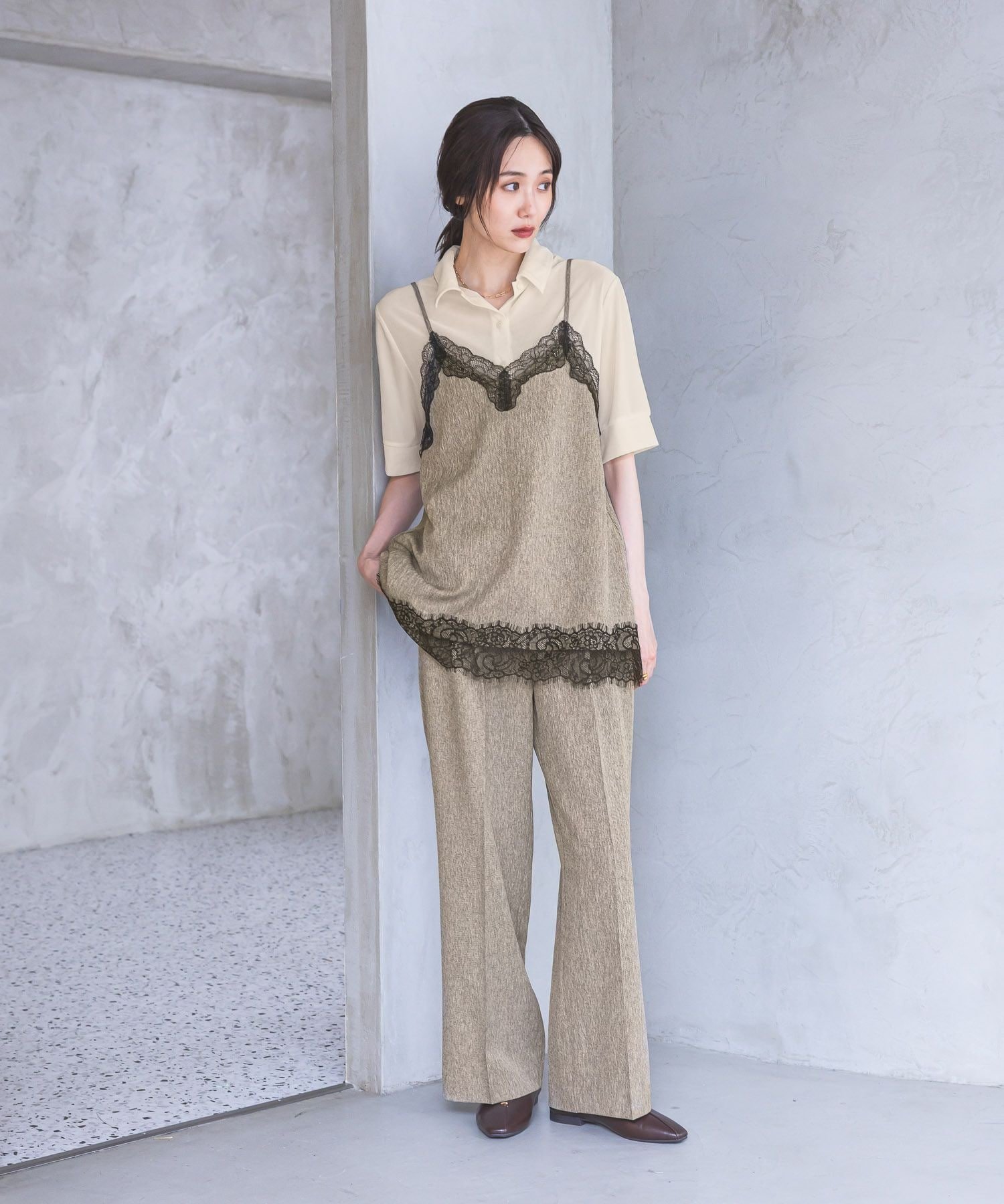 GLOBAL WORK メランジMIXレースキャミ/712230 グローバルワーク トップス キャミソール グレー ベージュ stylife-15769195 Rakuten Fashion サンプル画像3