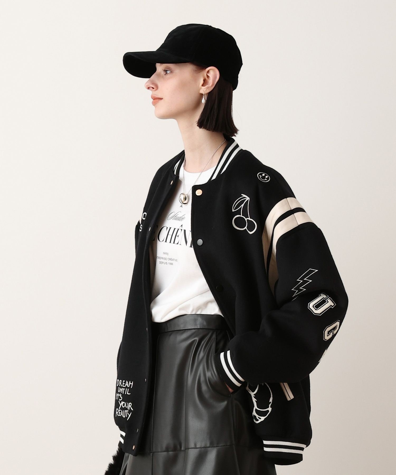 【FRENKEN(フランケン)】BASEBALL JACKET アルアバイル ジャケット・アウター ブルゾン・ジャンパー ブラック