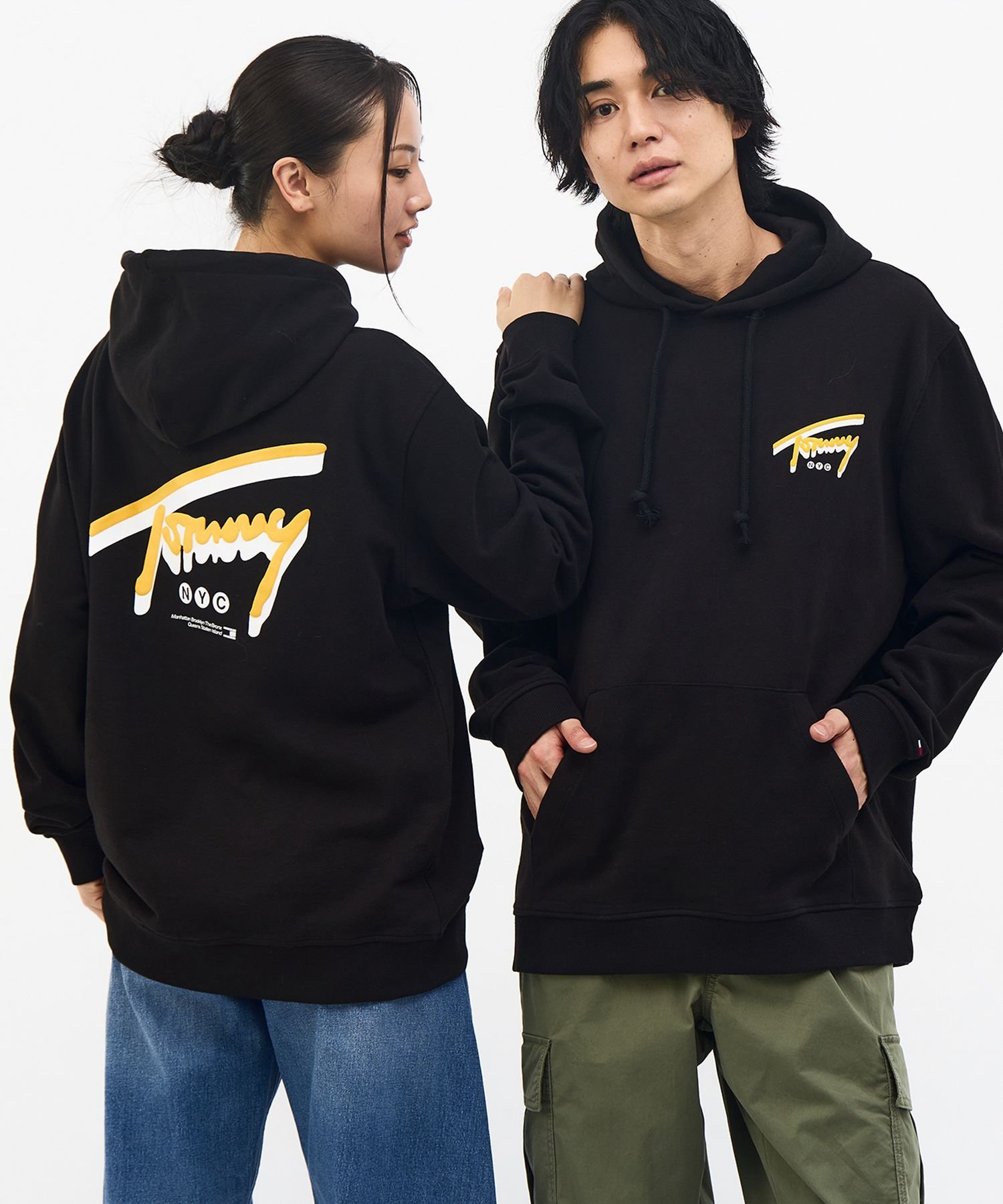 TOMMY JEANS レギュラーNYCシグネチャーユニセックス パーカー トミーヒルフィガー トップス スウェット・トレーナー ブラック グレー【送料無料】