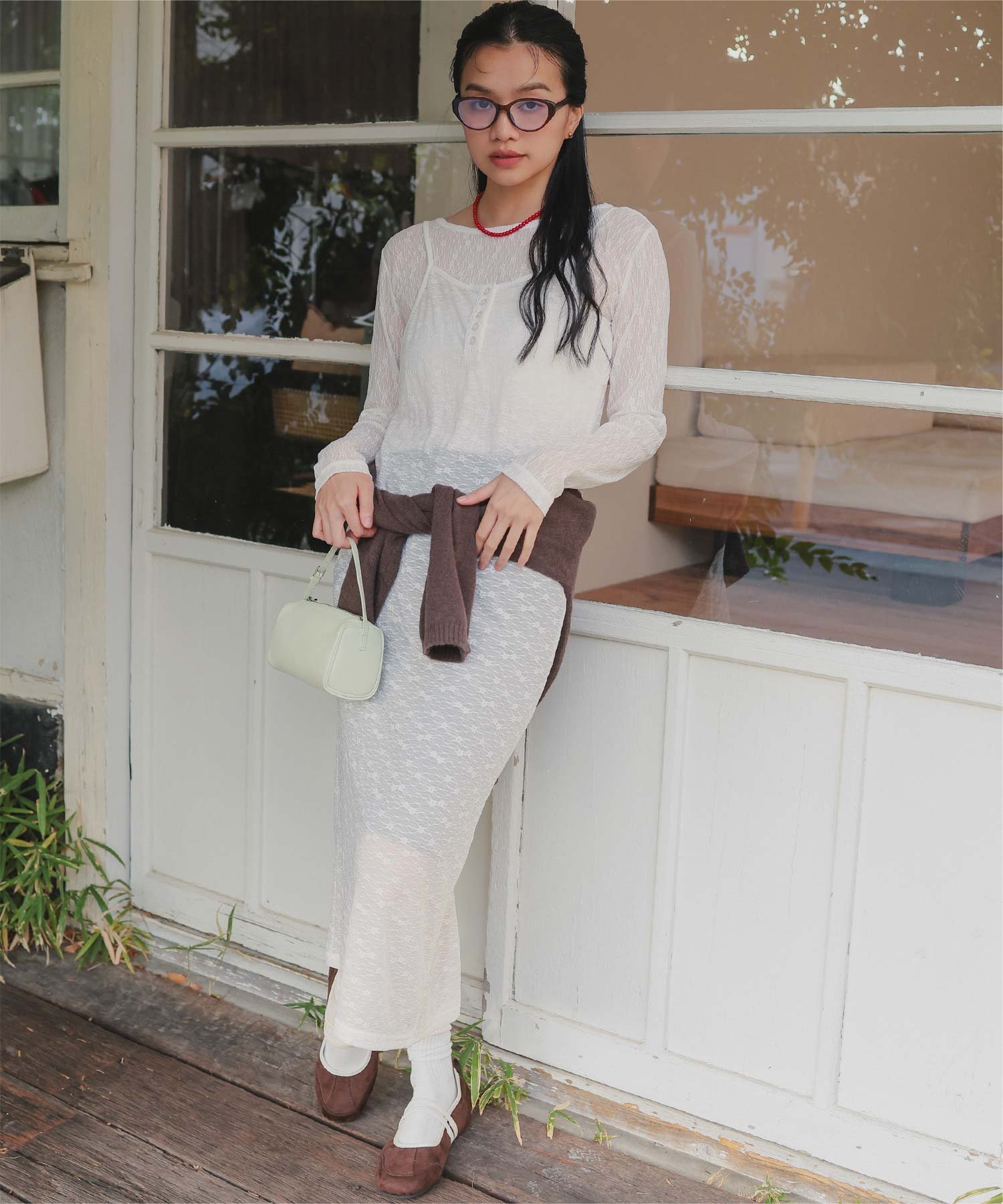 【SALE／50%OFF】miette ヘンリーネック レース キャミワンピース 透け感 シアー キャミワンピ レイヤード ティティベイト ワンピース・ドレス ワンピース ブラック