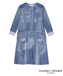 【SALE／30%OFF】tsumori chisato SLEEP (W)ツモリチサトスリープ ワンピース(ロング袖)デニムプリント ツモリチサトスリープ インナー・ルームウェア その他のインナー・ルームウェア ネイビー ブルー【送料無料】