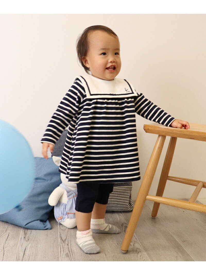 組曲 KIDS 【80-90p】セーラーカラーワンピース セット クミキョク マタニティウェア・ベビー用品 ロンパース・カバーオール ネイビー【送料無料】のサムネイル