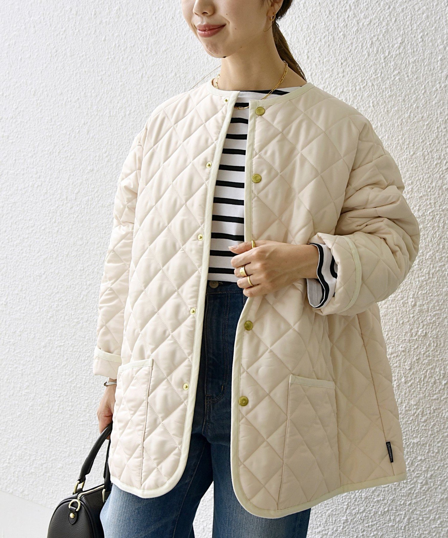 シップス キルティングジャケット レディース SHIPS any 【SHIPS any別注】Traditional Weatherwear: キルティング ミディ コート 23AW シップス ジャケット・アウター その他のジャケット・アウター ホワイト ブラック【送料無料】