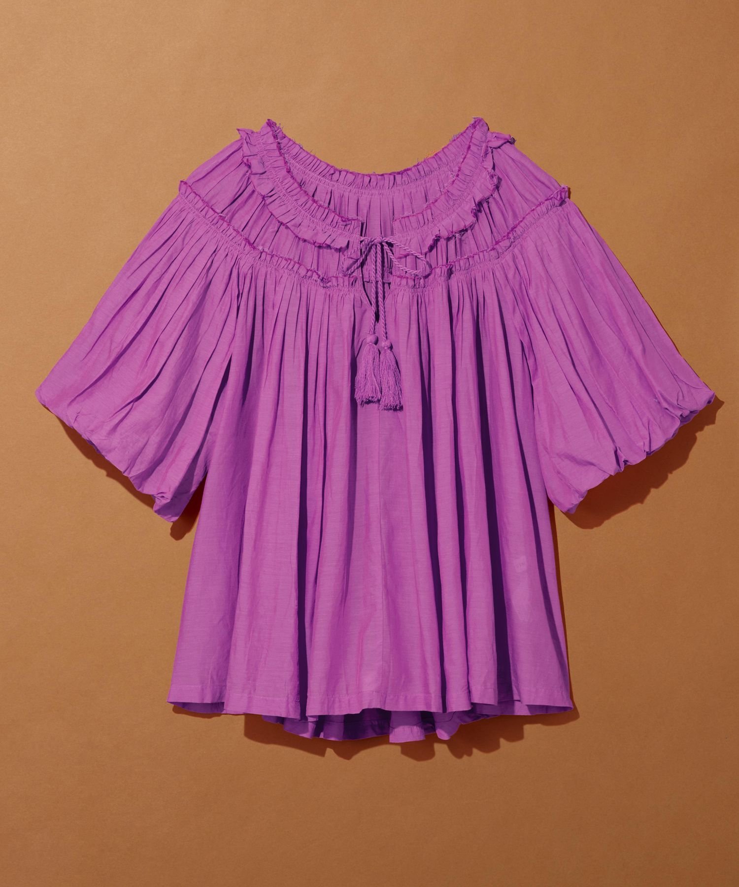 【SALE／60%OFF】LEPSIM ギャザーワイドブラウス レプシィム トップス シャツ・ブラウス パープル オレンジ ブラックのサムネイル