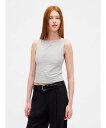 GAP (W)クロースニット ジャージー ボートネック クロップド シェルタンクトップ ギャップ トップス ノースリーブ・タンクトップ ブラック ホワイト ブラ...