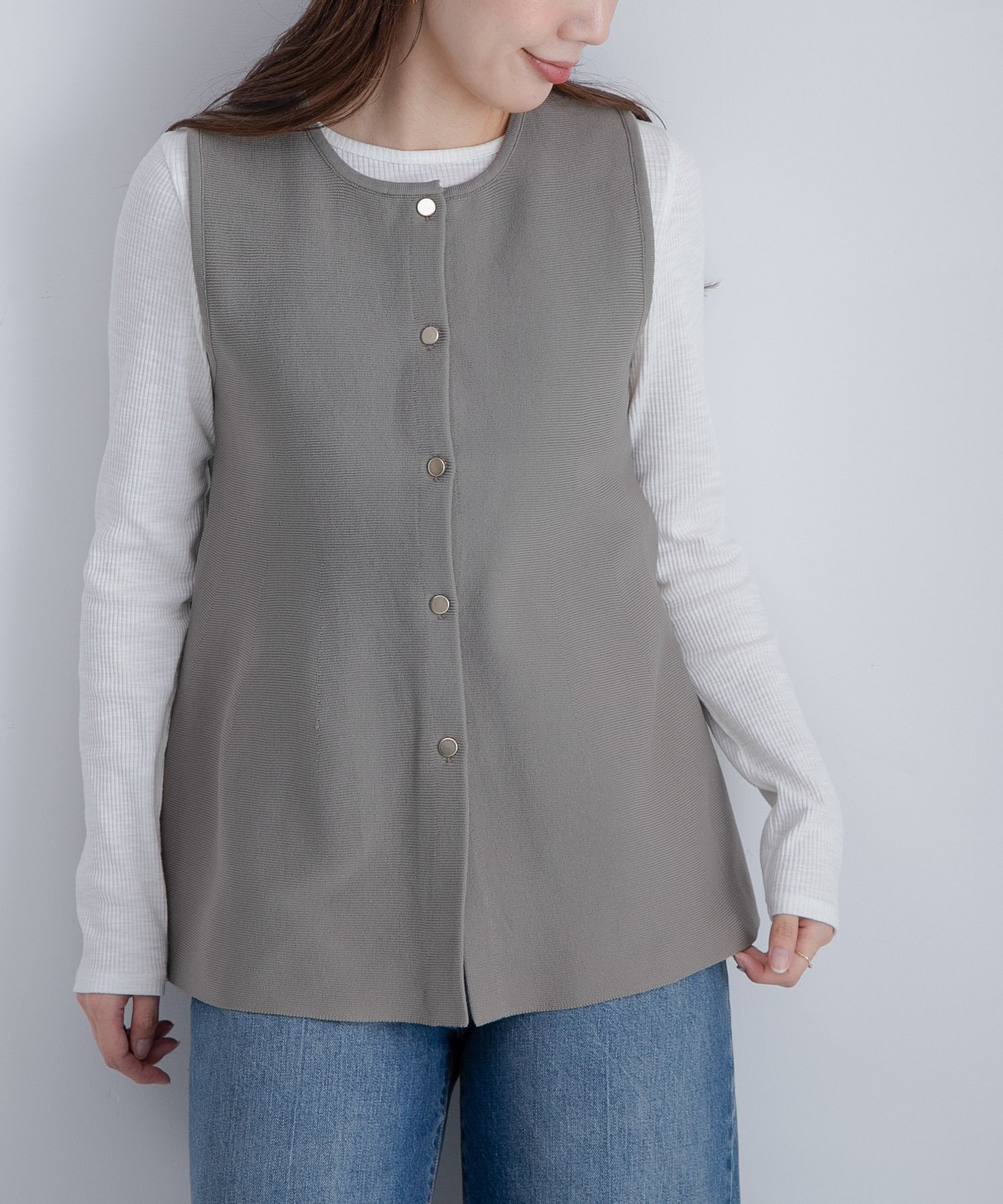 【SALE／30%OFF】Sonny Label 『WEB限定』2WAYペプラムニットベスト サニーレーベル トップス ニット ブラック ベージュのサムネイル