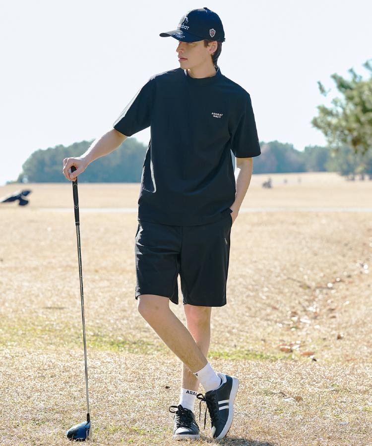 adabat 【ADABAT NAVY】吸水速乾/UVカット/接触冷感 AIR TOOL半袖モックT アダバット トップス カットソー・Tシャツ ブラック【送料無料】