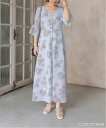 【SALE/70%OFF】RANDA 【Mucha×RANDA】フラワープリントワンピース ランダ ワンピース・ドレス シャツワンピース ブルー ピンク【送料無...