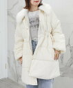 【SALE/38%OFF】MAJESTIC LEGON 2wayサイドリボン中綿コート マジェスティックレゴン ジャケット・アウター ダウンジャケット・ダウンベスト ブラック ホワイト【送料無料】(4)