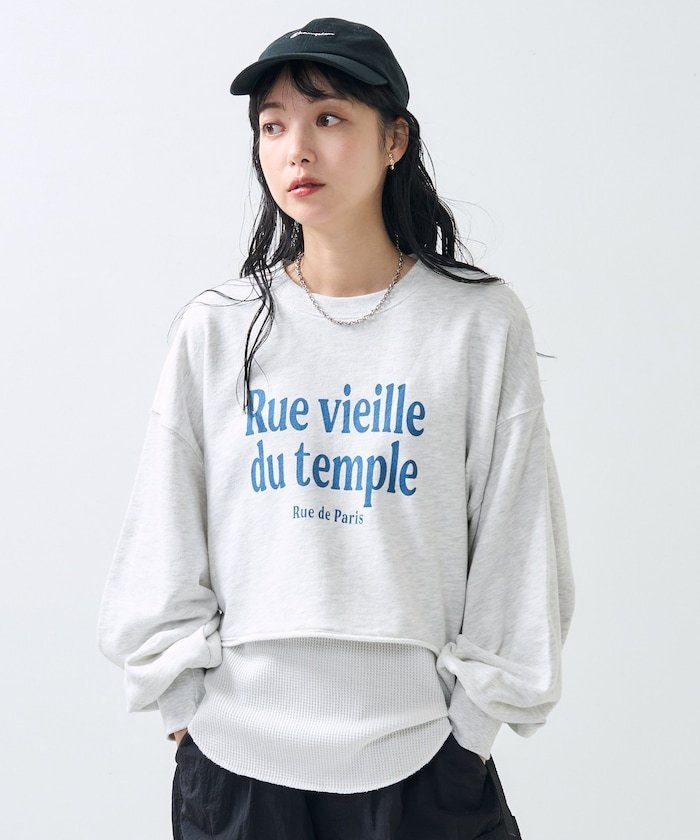 【SALE／60%OFF】FREAK'S STORE ロゴ パフスリーブ スウェット フリークスストア トップス スウェット・トレーナー レッド グレー