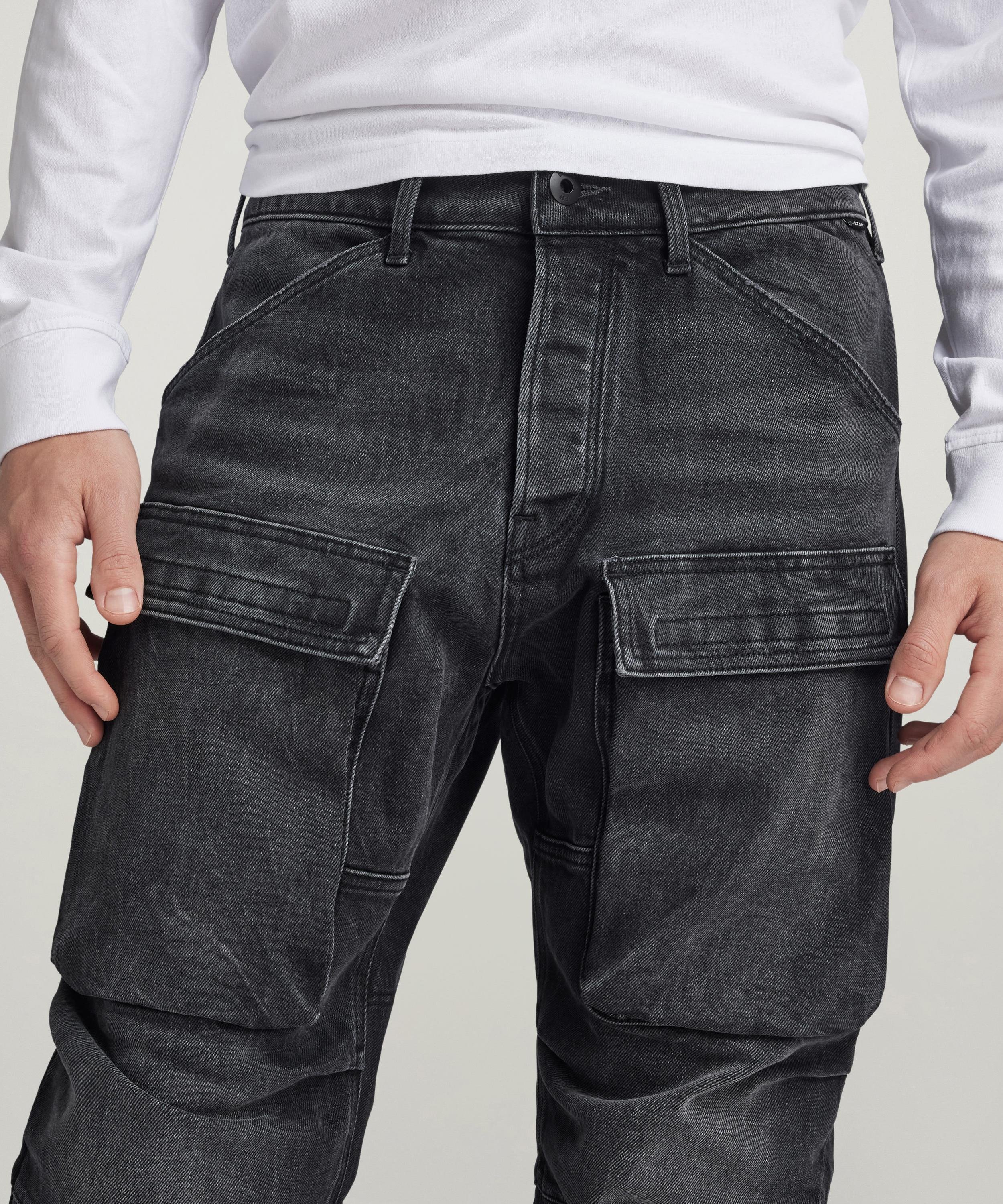 【公式ショップ】3D STRAIGHT TAPERED DENIM CARGO PANTS/立体裁断テーパードデニムカーゴパンツ ジースターロゥ パンツ カーゴパンツ ブラック