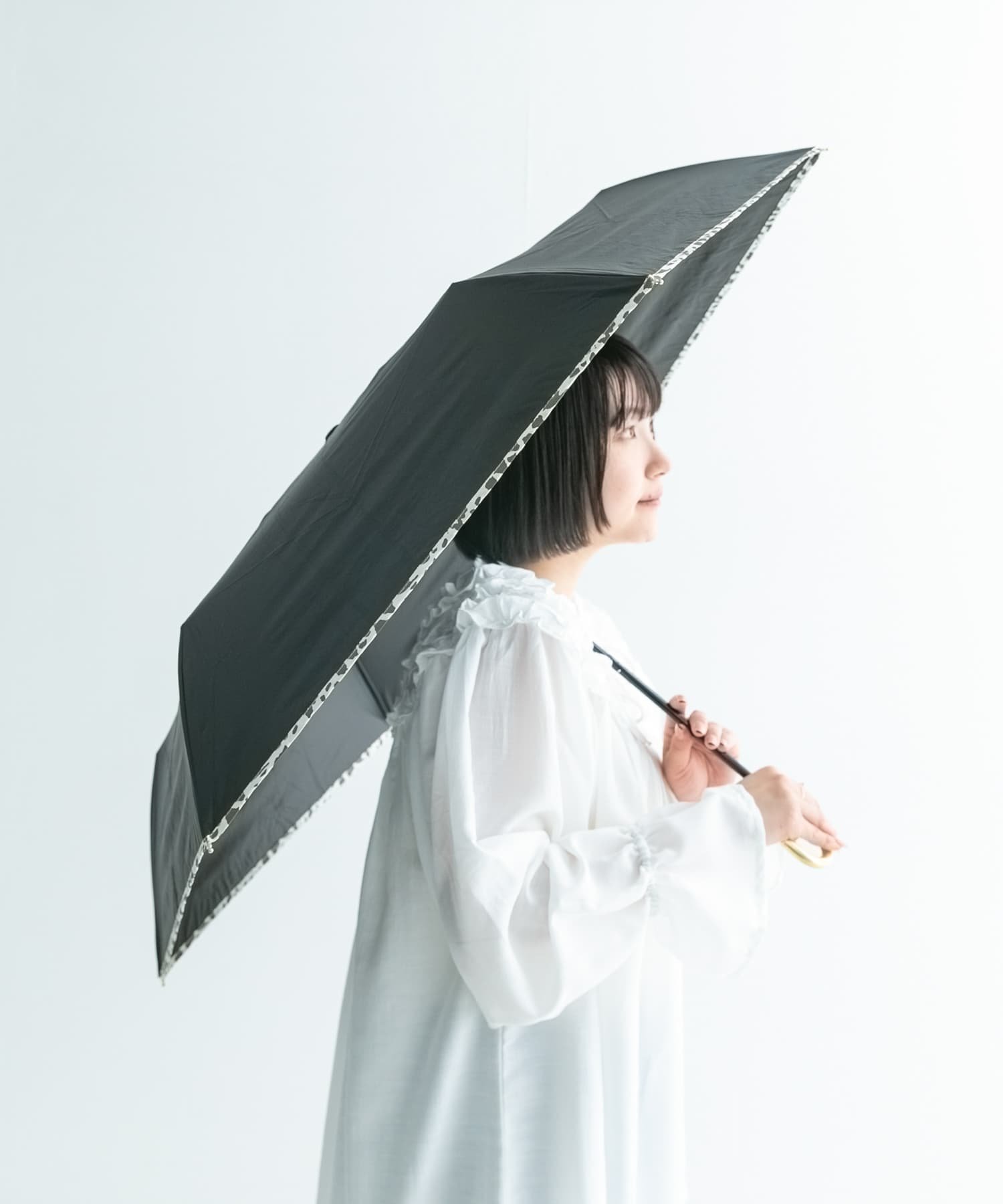 Sonny Label Wpc. 晴雨兼用アニマルパイピングミニ サニーレーベル ファッション雑貨 傘・長傘 ブラック ベージュ